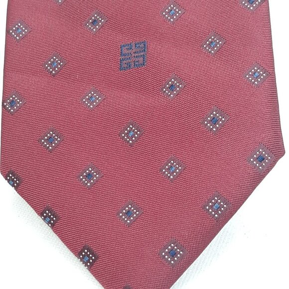 Vtg Givenchy Burgundy Blue Geometric Tie - Picture 2 of 5